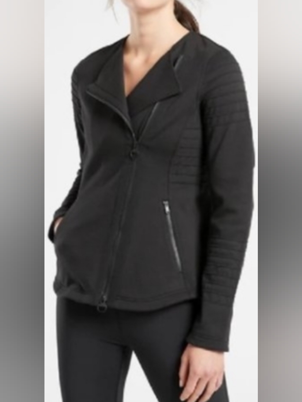 Athleta Black Moto Jacket Size Large